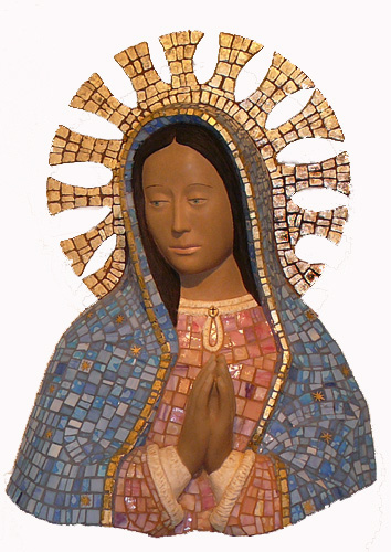our lady of guadalupe mosaic sculpture